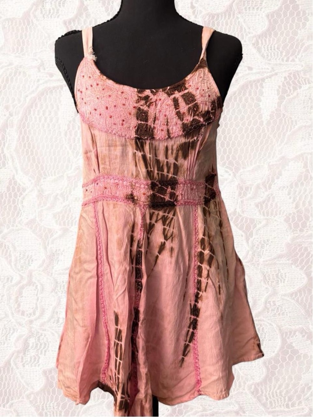 Pink Tie-Dye Spaghetti Strap Tank Top